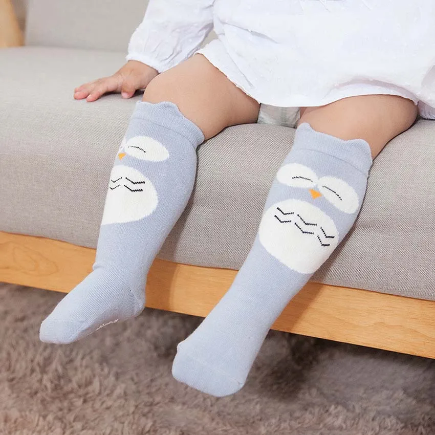 Милые детские носки с мультяшным принтом хлопковые животными гольфы до колена