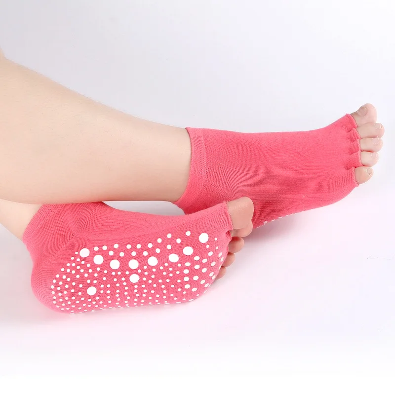 Новые нескользящие носки для йоги с силиконовой подошвой Нескользящие хлопковые