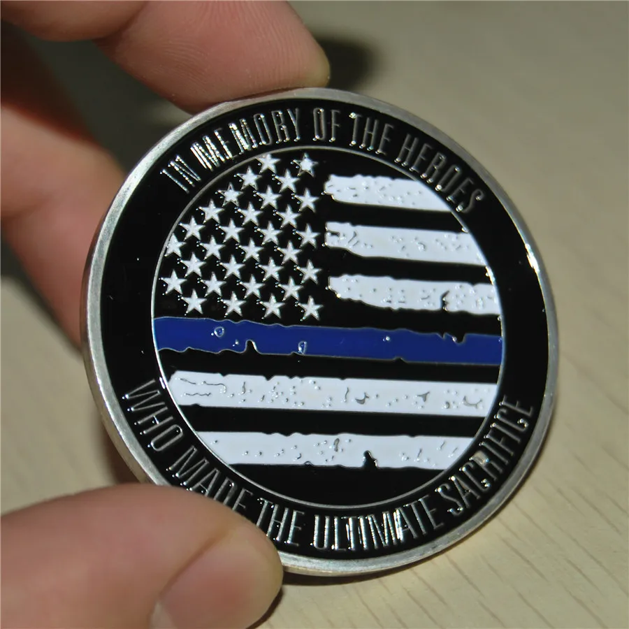 50 шт./лот BLUE LIVES защита жизни американских полицейских 2 &quotCHALLENGE COIN|Безвалютные