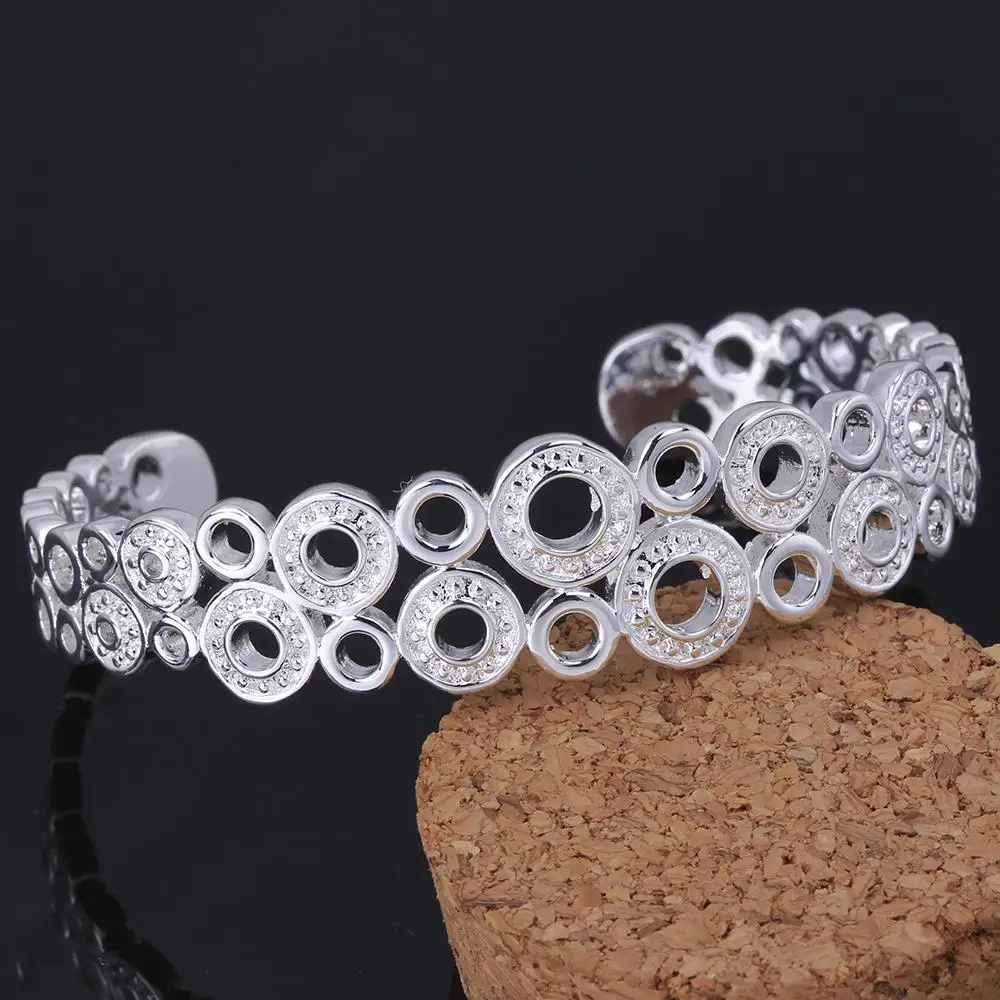 LSB215 Fashion Paved Silver Big Small Links Hollow Bracelets &amp Bangles Women Designer Cuff Jewelry Hot Selling Bijoux Items | Украшения