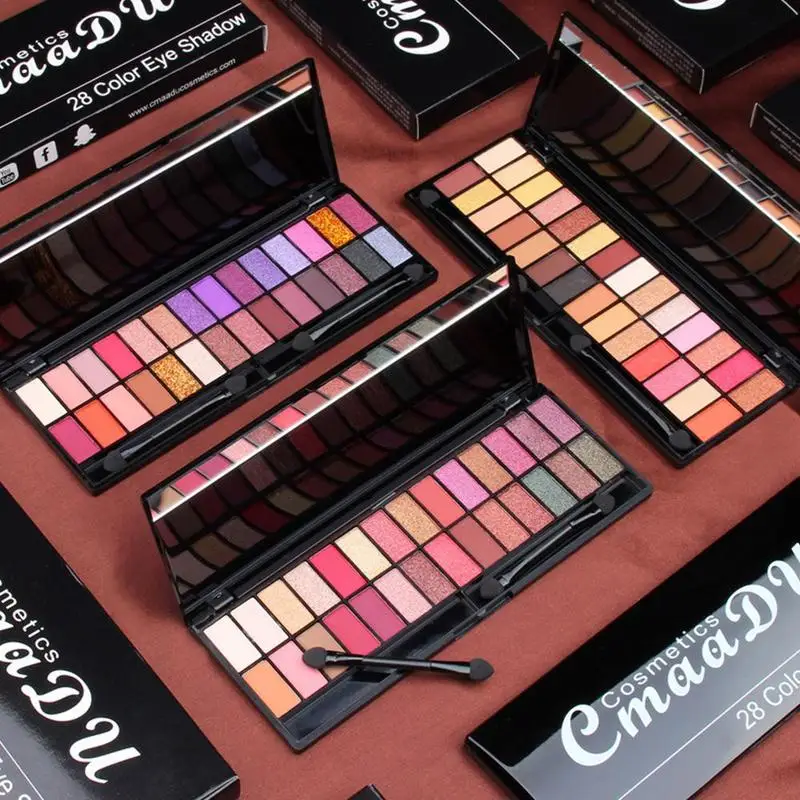 CmaaDU 28 Color Matte Eyeshadow Palette Glitter Eye Shadow Nude Makeup With Brush Highlighter Shimmer Make Up Pigment