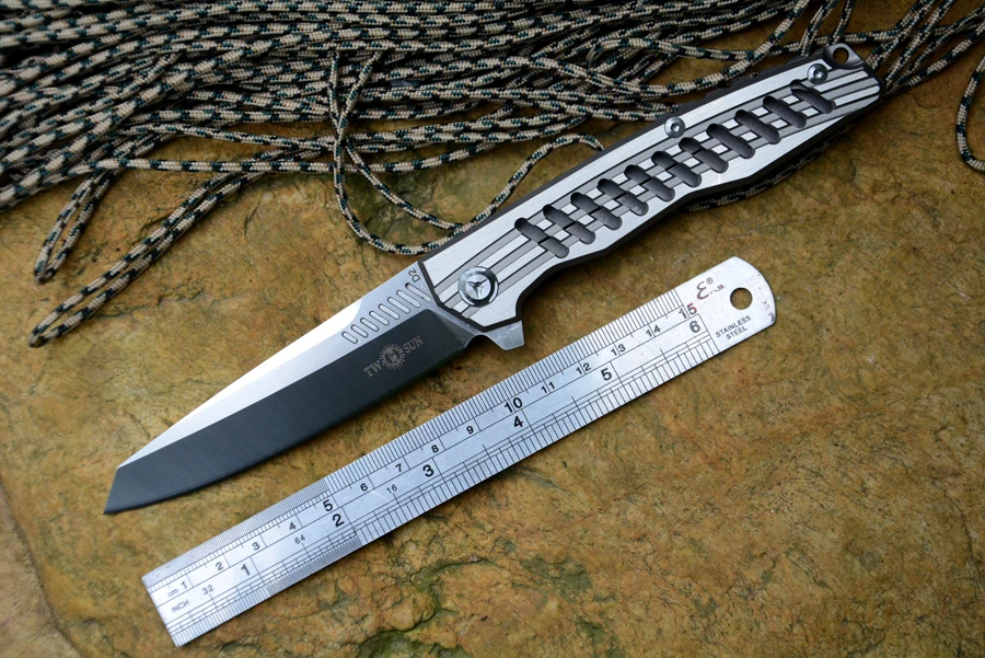 TWOSUN TS 16 Флиппер складной нож D2 атласное Лезвие Керамический шарикоподшипник