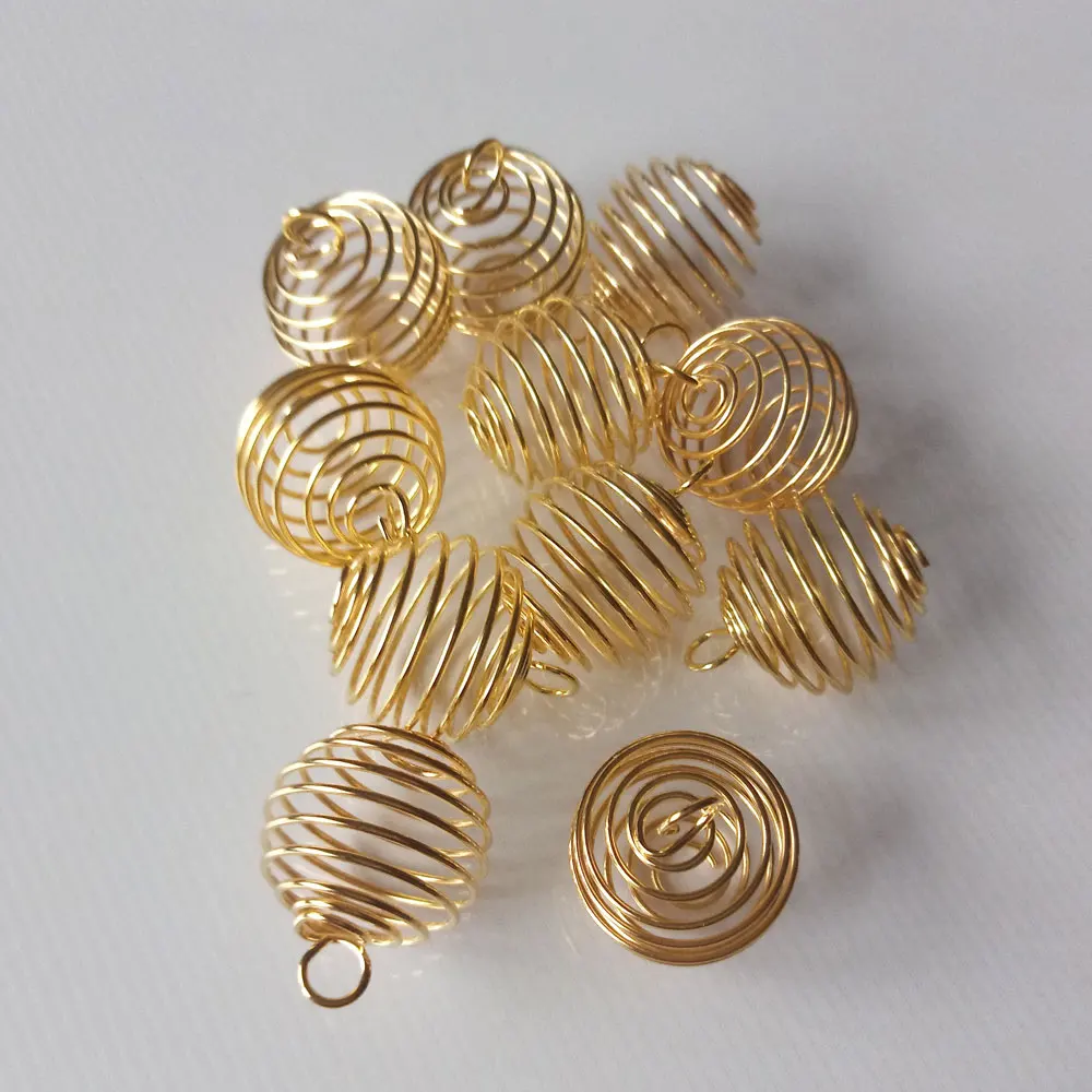 100 шт. модные шармы серебряные золотые фонарь Весенняя спиральная бусина в форме