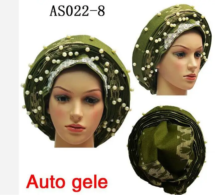 08 Новейшая Свадебная шляпка ASO OKE головной галстук золотой нигерийский уже сделанный модный головной убор для вечеринок для свадебной вечеринки тюрбан для женщин - Цвет: 08