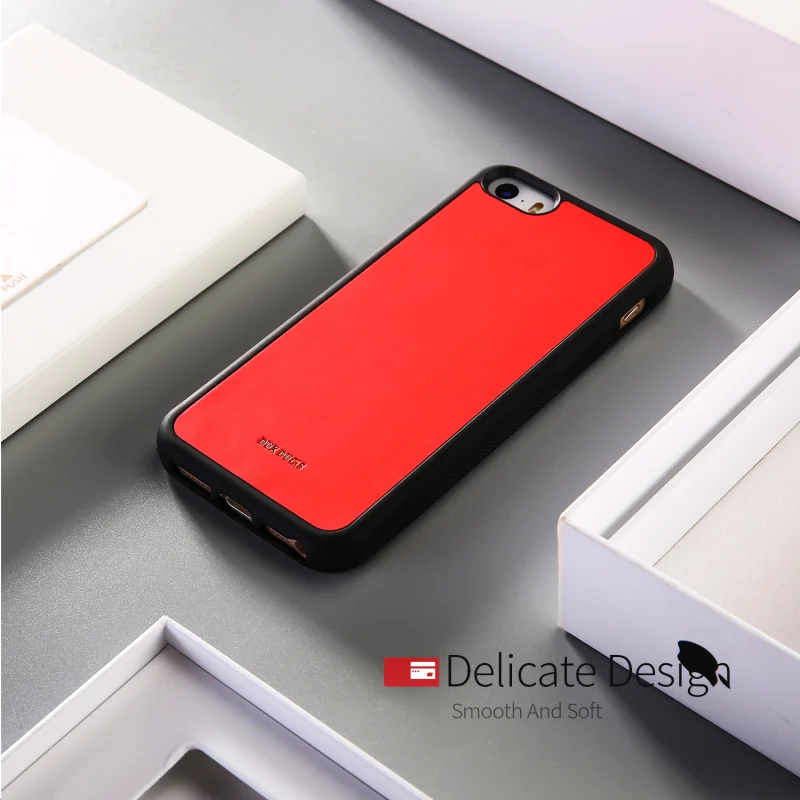 Красный Модный высококачественный чехол на заднюю панель для iPhone SE 5S 5, Роскошный Кожаный противоударный нескользящий ТПУ силиконовый чехол для телефона для iPhone 5S - Цвет: Красный