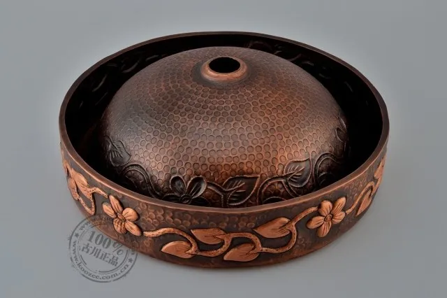 All copper basin artistic stage retro handmade flower vine circular bathroom sink | Обустройство дома