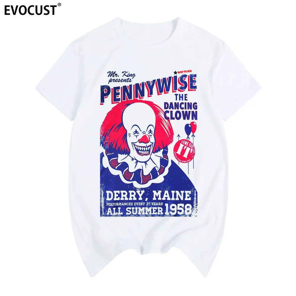 Pennywise клоун Стефан Кинг 1990 из фильма ужасы футболка для косплея Хлопковая мужская
