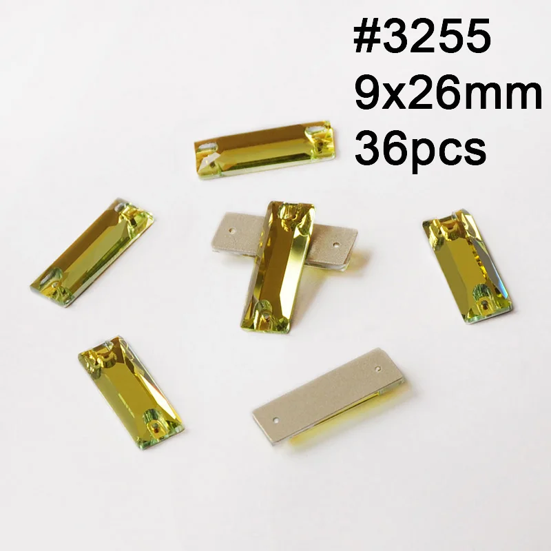 Baguette 9X26mm 36pc Мульти размер светлый топаз пришить стразы шитые стразы кристаллы для шитья для свадебного платья одежда - Цвет: Baguette 9X26mm 36pc