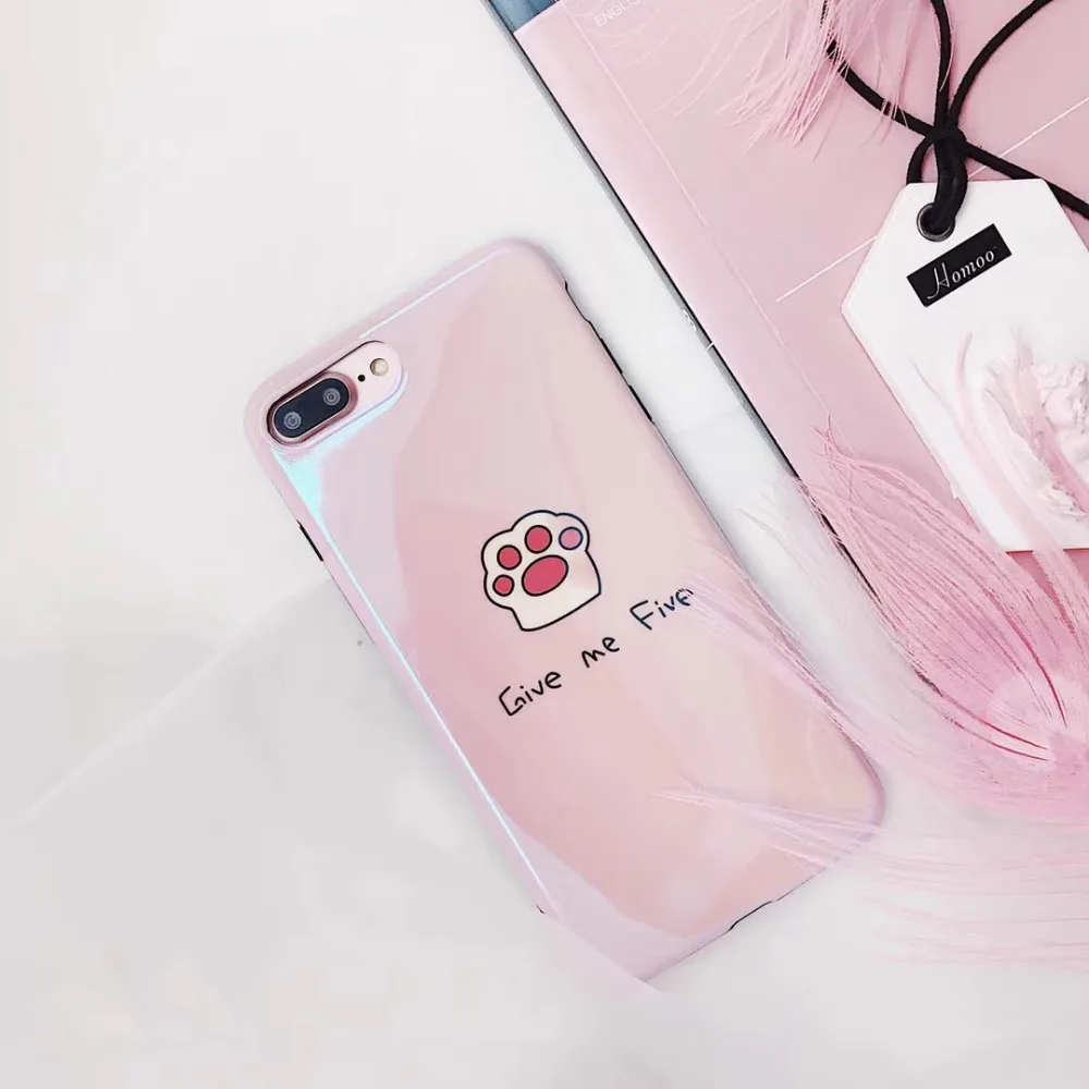 Милый мягкий чехол для телефона с рисунком кота лапы дай мне пять Blu-Ray iphone 8 8plus 7