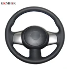 Черные чехлы на руль из искусственной кожи ручной работы для Nissan March 2010-2015 Sunny 2011-2013 Versa 2012-2014