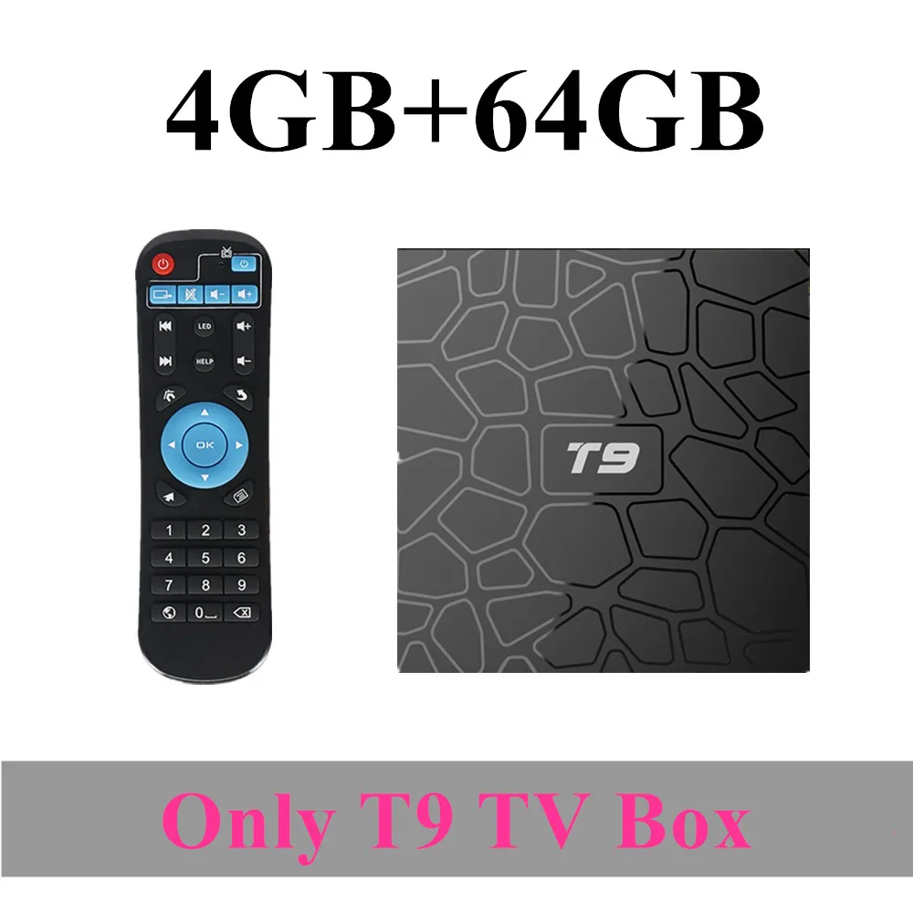 T9 64GB T9 4GB 64GB RK3328 четырехъядерный Смарт Android 8,1 ТВ-приставка Bluetooth 4,0 H2.65 4K 2,4 GHz/5 GHz wifi приставка медиаплеер - Цвет: T9 64GB