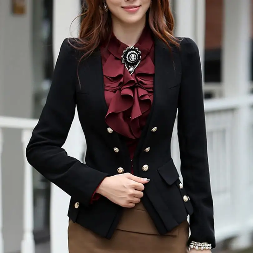 2020 autumn fashion Blazer Women Long Sleeve double breasted Suit Jacket Office Ladies small suit plus size 2XL | Женская одежда