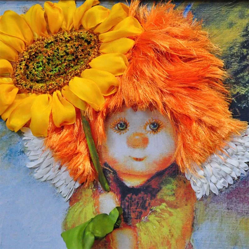 5D Diy алмазная живопись мультфильм Подсолнухи и мальчик вышивка крестом