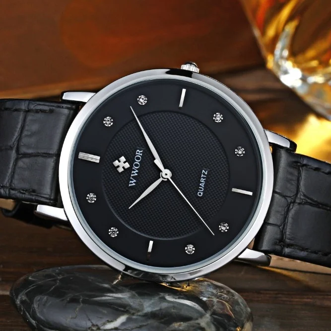 Супер тонкие кварцевые повседневные наручные часы японский бренд WWOOR аналоговые