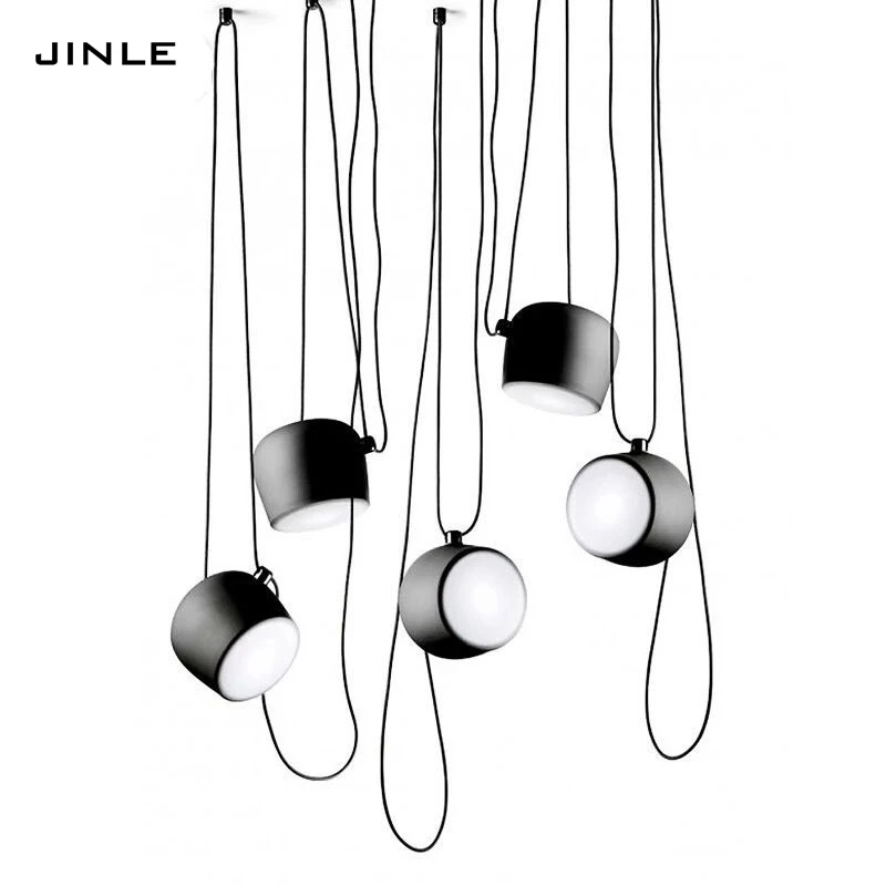 Modern simple LED creative pendant lamp restaurant cafes lights stores lamps balck white aluminium snare drum | Освещение