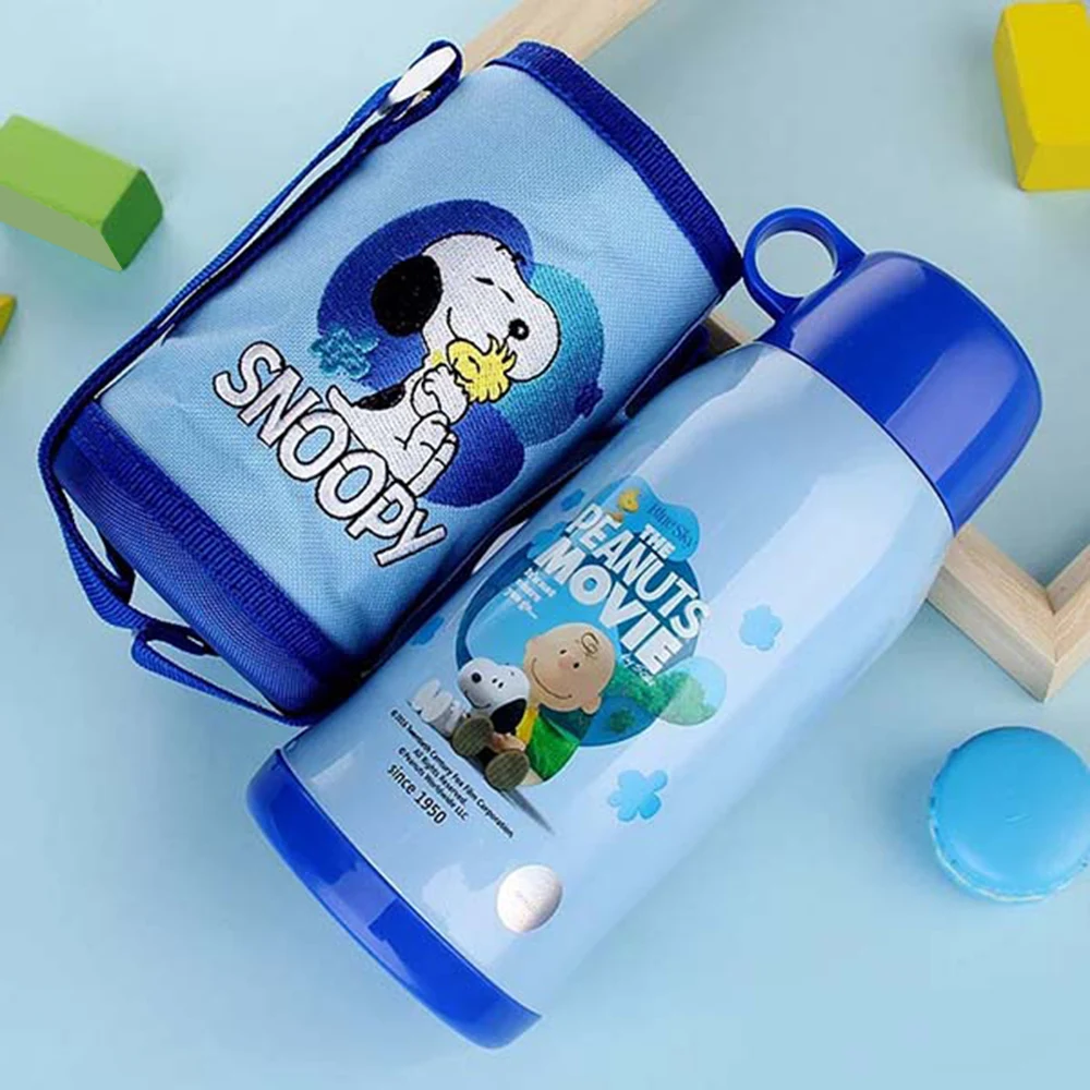 SNOOPY, 550 мл, двойная крышка, соломенная Вакуумная чашка, портативная грелка, дорожная кружка, тренировочная чашка, большая емкость, 3D чашка с вышивкой