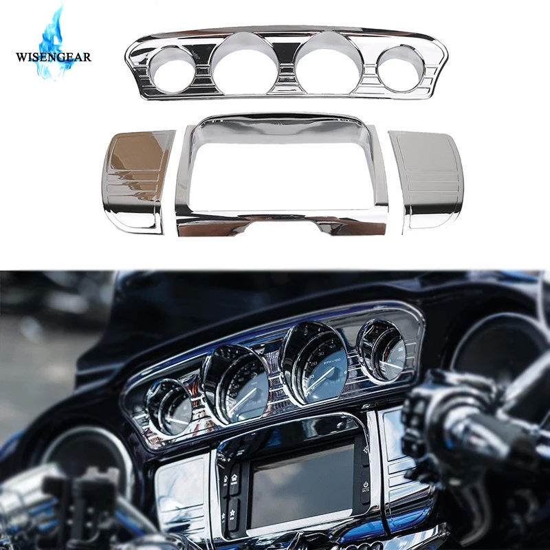 

Motorcycle Chrome Deluxe Tri Line Stereo Trim Cover For Harley Touring Electra Glide FLHX CVO Special FLHXS 2014 2015 2016 2017