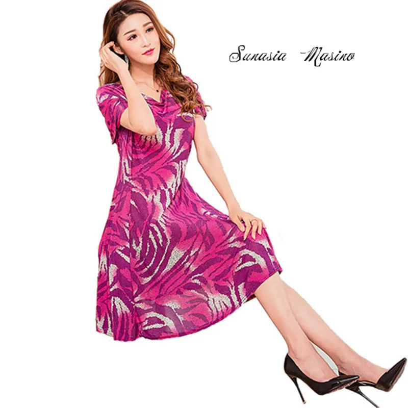 2016 лето Богемы Пляж стиль платья женщин бренд Кучи Воротник Льда шелковое платье