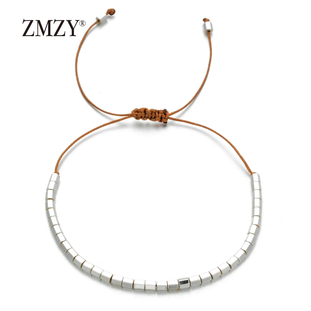 ZMZY простой гематитовый браслет Новые каменные бусины регулируемый браслет винтажные голливудские браслеты в богемном стиле для женщин