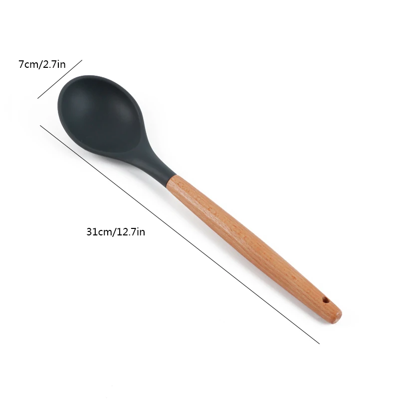 soup ladle Delidge 1 шт. 9 видов стилей с деревянной ручкой кухонная лопатка Пищевая силиконовая Щетка скребок салатная ложка кухонная утварь - Цвет: soup ladle