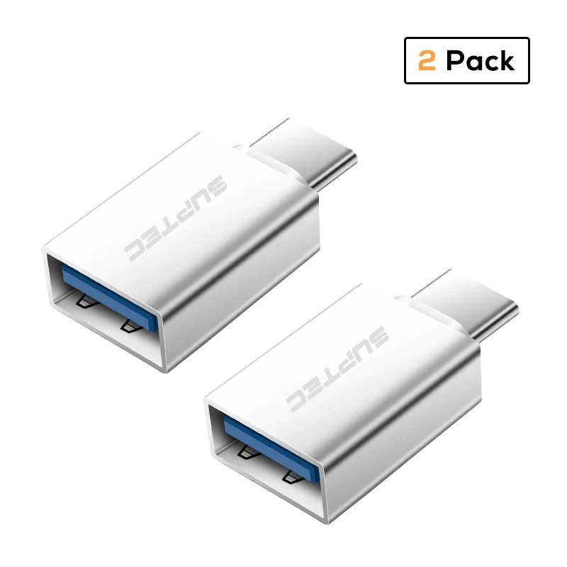 2 Pack Silver SUPTEC usb type C OTG адаптер USB C на USB 3,0 OTG type-C конвертер для Macbook samsung S9 S8 huawei mate 20 P20 USB-C разъем - Цвет: 2 Pack Silver