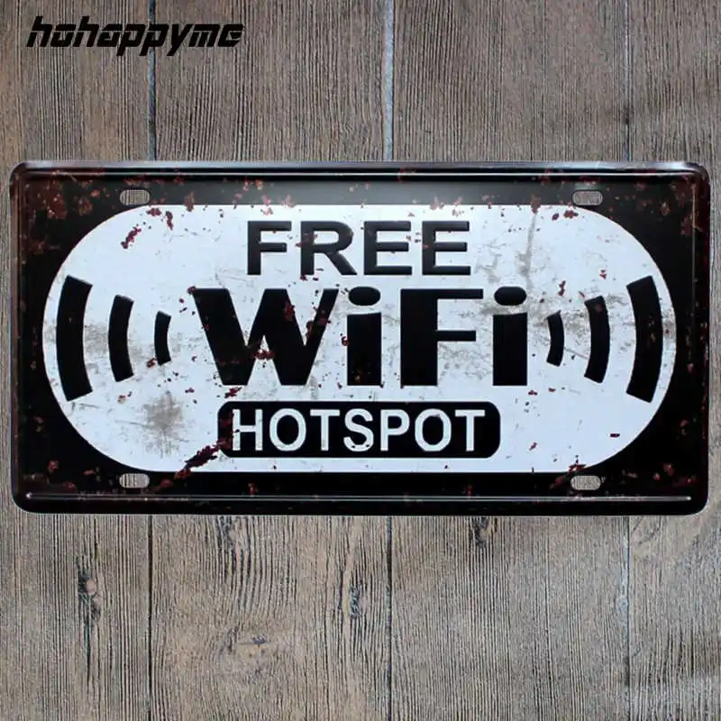 Wi Fi Предупреждение Остерегайтесь Mark инструкции Винтаж жестяная вывеска бар