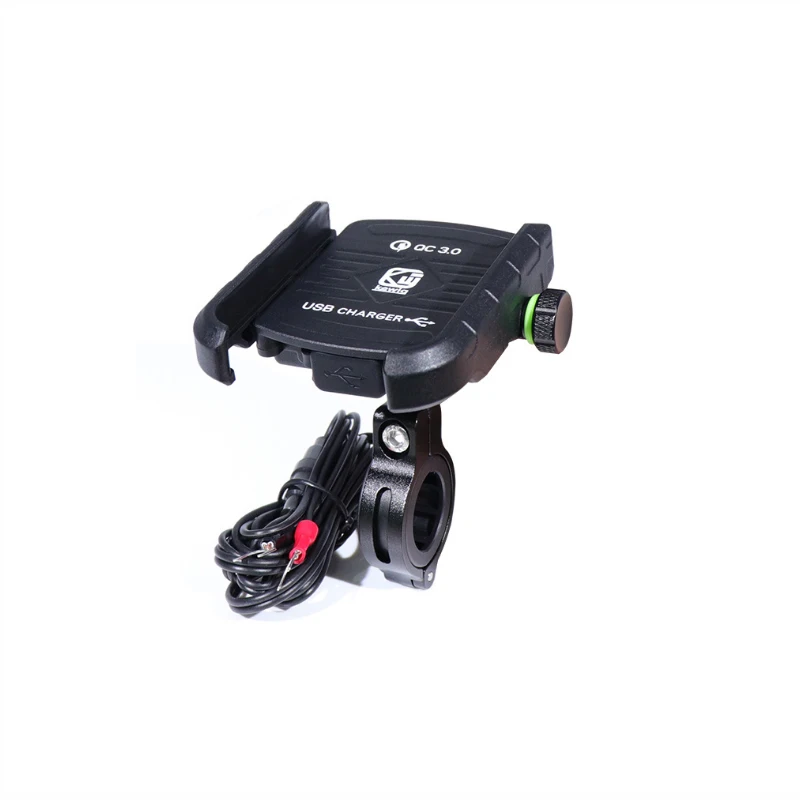 Black URANT держатель для телефона мотоцикла с USB зарядным устройством QC3.0 Быстрая зарядка подставка для мобильного телефона для мотоцикла горные велосипедные держатели - Цвет: Black