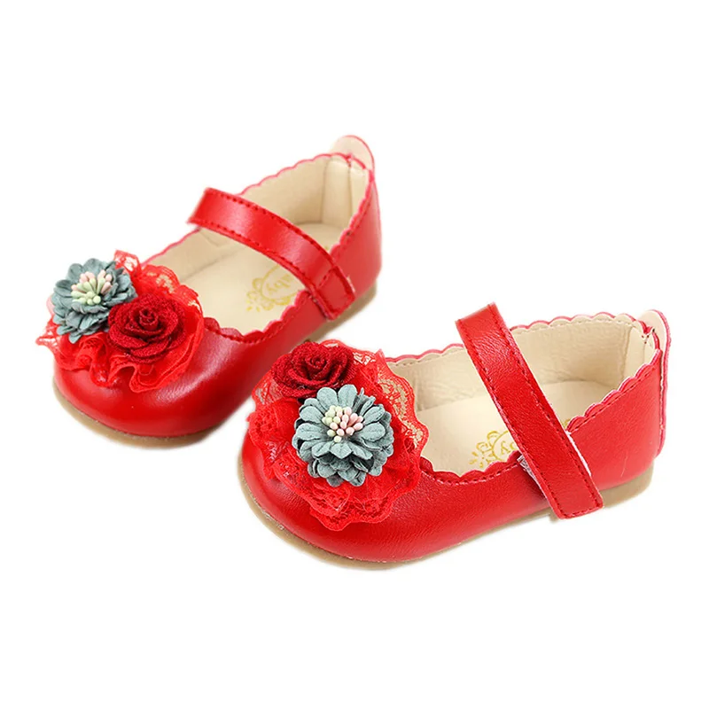 

Детская повседневная обувь с цветочным кружевом, на липучке, размеры 21-30