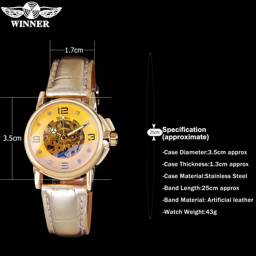 2016 Популярные Брендовые женские часы WINNER Роскошные автоматические с циферблатом