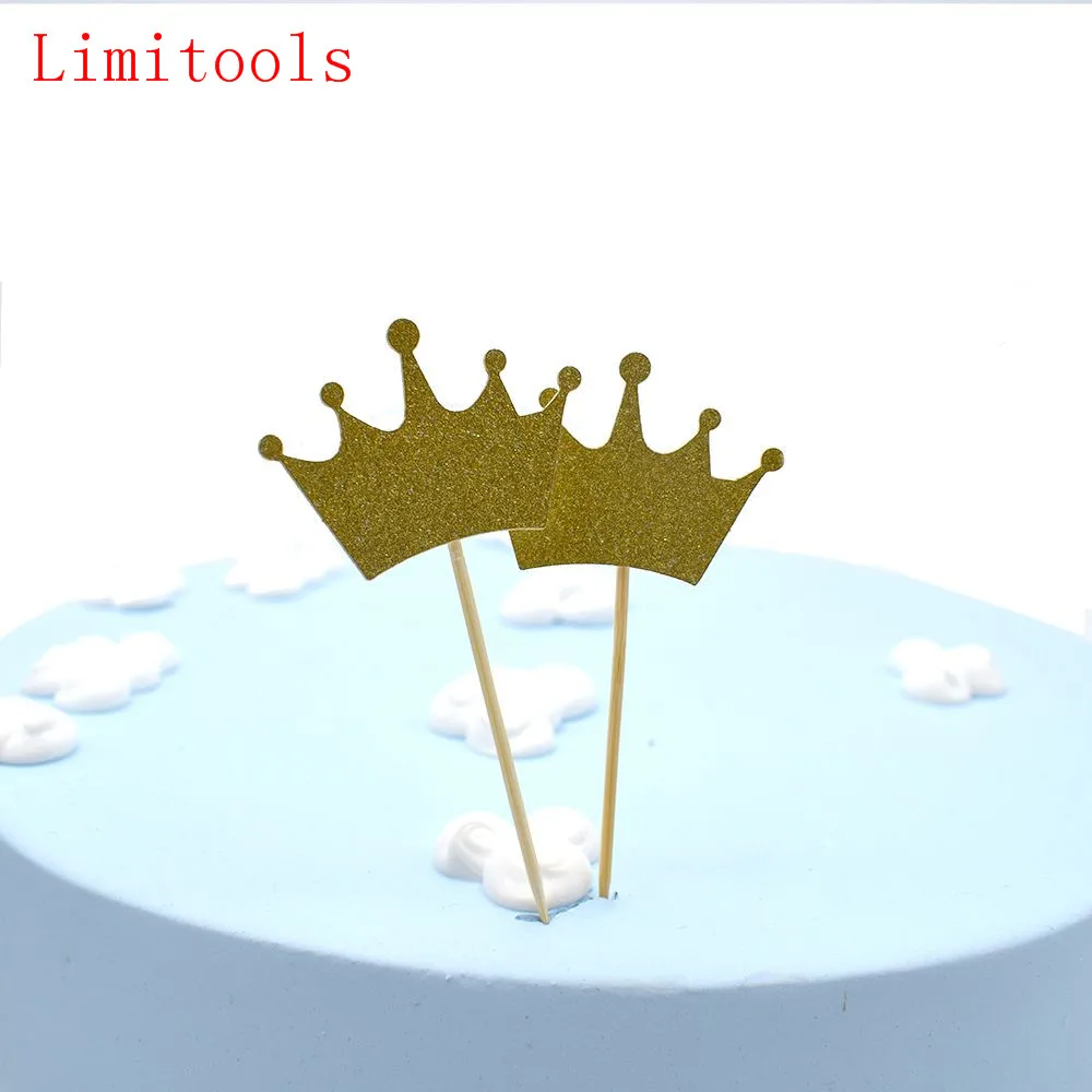 Новинка Лидер продаж 10 шт. в наборе блестящая бумага корона Форма торт фигурки