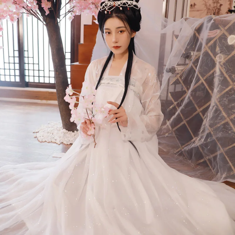 3m Skirt Hemlines Hanfu женское белое платье феи Косплей Китайский древний костюм Взрослый фестиваль наряды танцевальный костюм для сцены белый Hanfu BL1981 - Цвет: 3m Skirt Hemlines