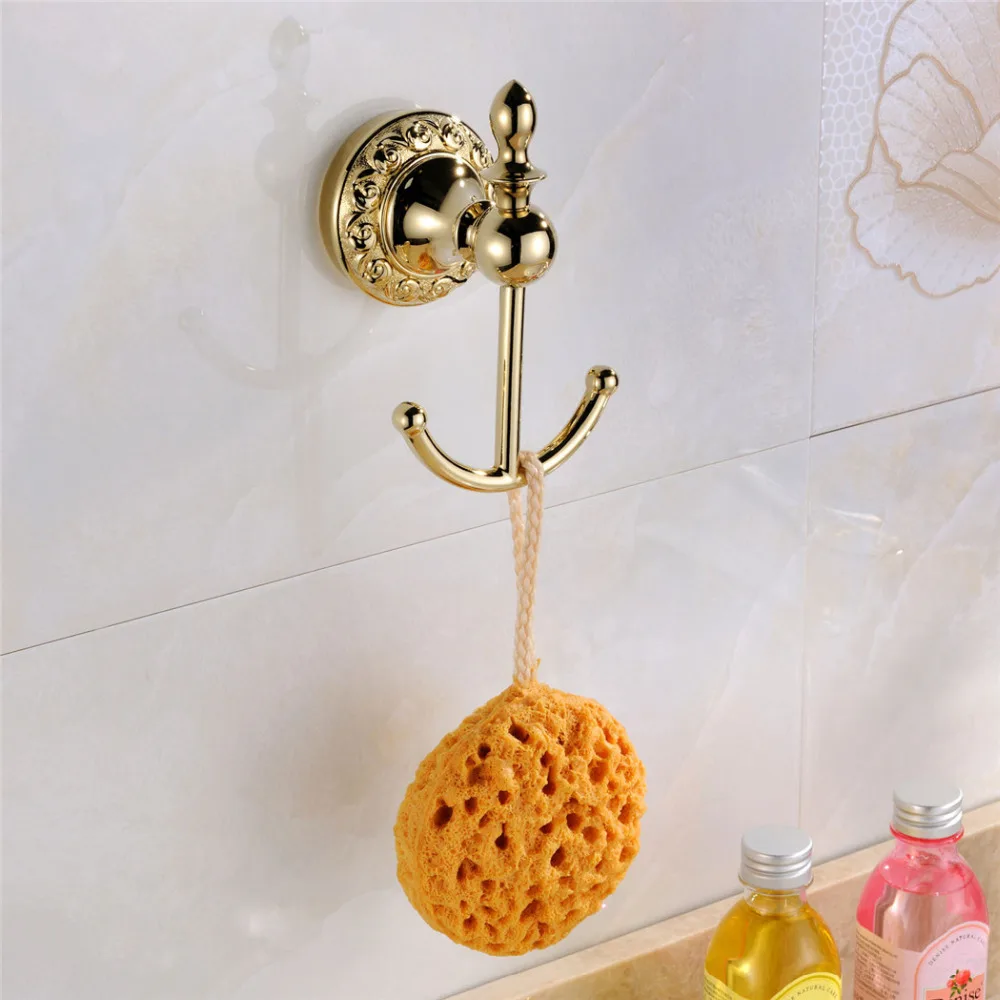 Роскошные латунные крючки Leyden с золотистой отделкой для ванной комнаты