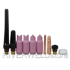 Сварочная горелка TIG сварочная SR WP 17 18 26, 10 шт., цанговый корпус 10N32 332 дюйма, алюминиевое сопло 90 градусов, набор аксессуаров