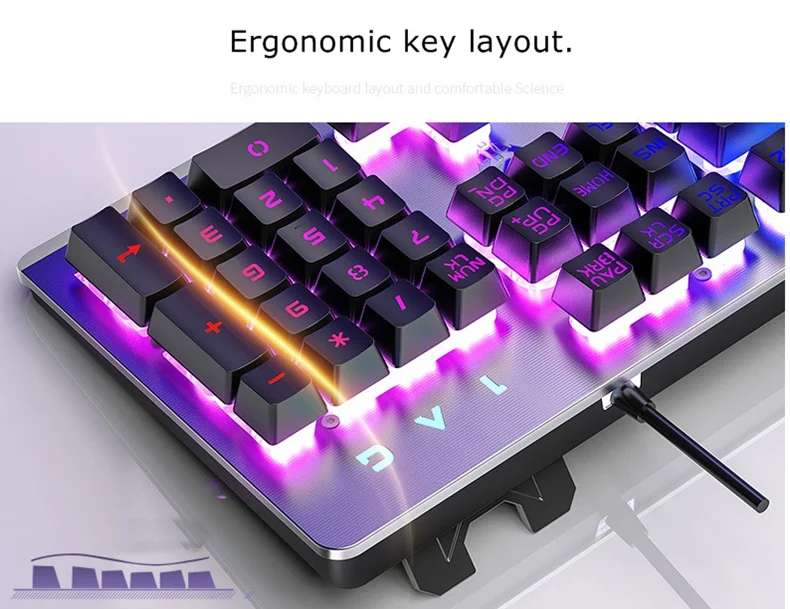hxsj Langtu V1 USB Проводная Регулируемая Мультимедийная Игровая клавиатура с подсветкой матовая металлическая панель подвесной брелок