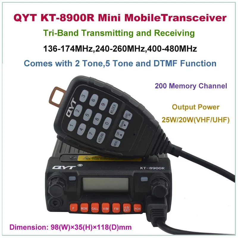 Мини Мобильный приемопередатчик QYT KT 8900R KT8900R трехдиапазонный мобильный