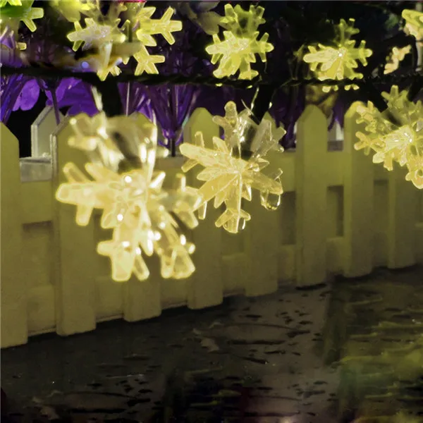 20 светодиодных гирлянд со снежинками на солнечной энергии для сада