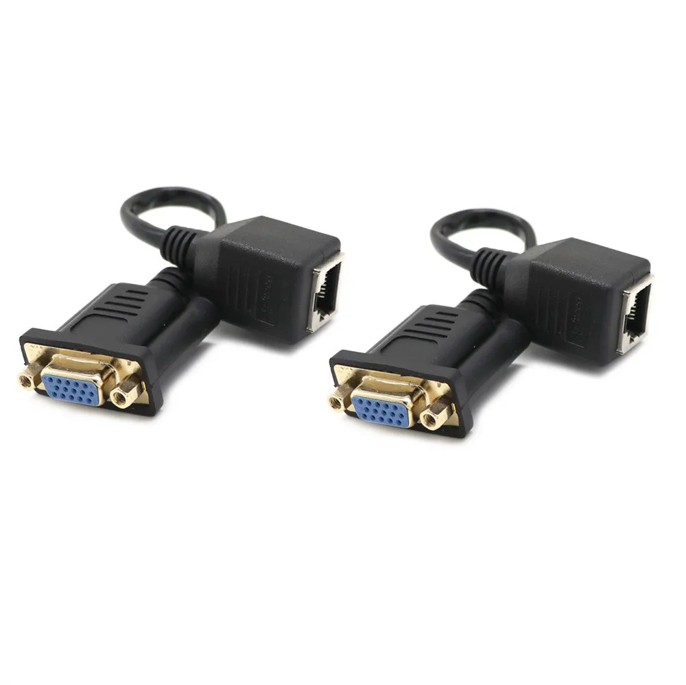 Удлинитель VGA Мама к локальной сети Cat5 Cat5e RJ45 Ethernet черный адаптер кабель заводская