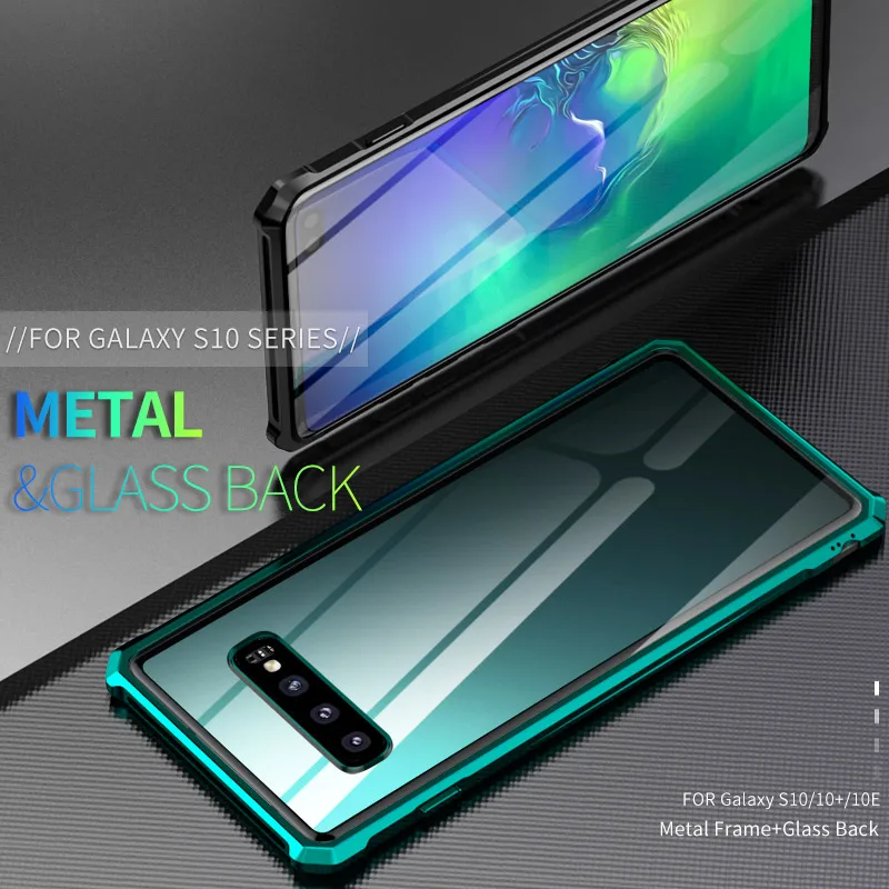Чехол для Samsung Galaxy S10 Plus S10e роскошный металлический бампер жесткий закаленное