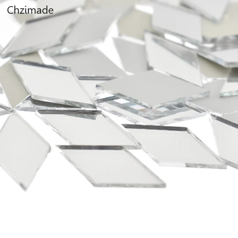 Lychee Life 100Pcs Diamond Shape Glass Mirror Mosaic Tiles Bulk Home Crafts DIY Wall Artwork Supplies images - 6