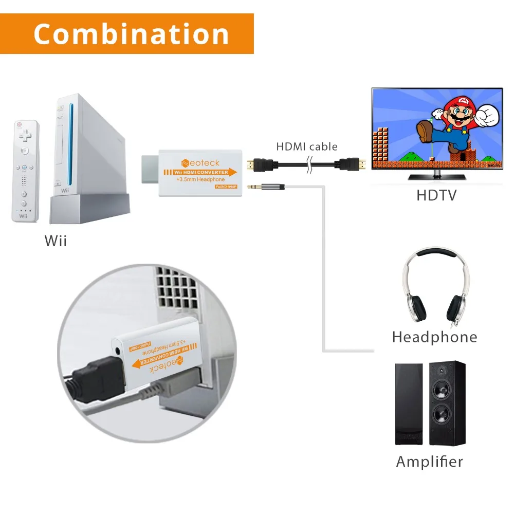 ESYNiC для nintendo wii HDMI конвертер в 2HDMI 720 P/1080 P видео адаптер 3 5 мм аудио | Электроника