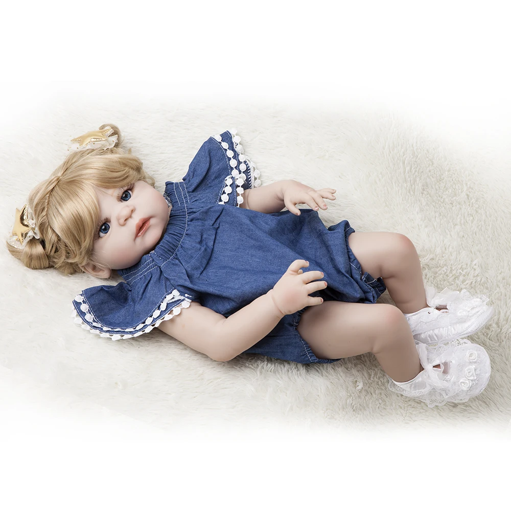 55 см силиконовая кукла Reborn Baby реалистичные вьющиеся волосы Bebe детская игрушка