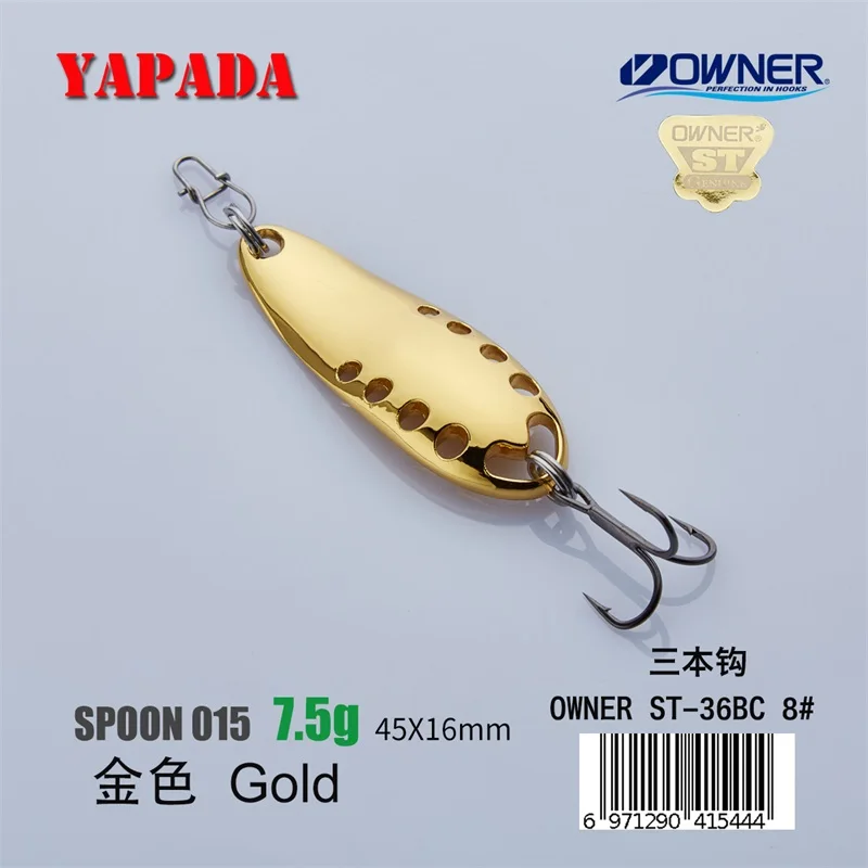 YAPADA ложка 015 сплетни 5 г/7,5 г владелец тройной крючок многоцветный 37-45 мм металлический цинковый сплав ложка рыболовные приманки для окуня - Цвет: Gold 7.5g