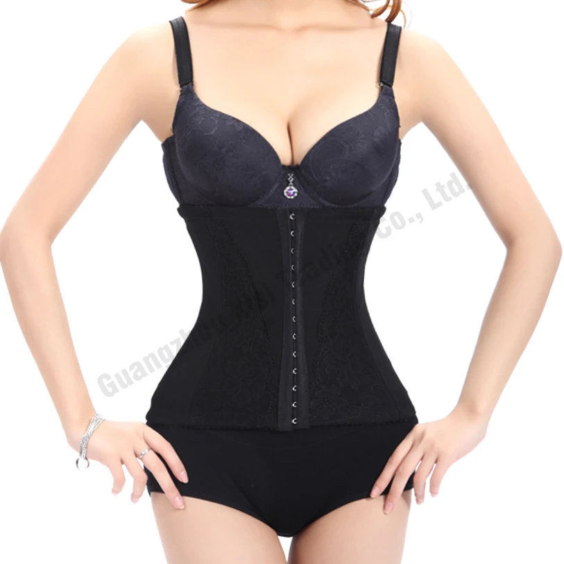 Женский корсет из нержавеющей стали черный с 3 крючками для утягивания талии|lace