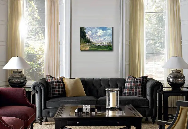 Репродукции картин Клода Моне on Canvas THE MARINA AT серебристо-красная Настенная картина
