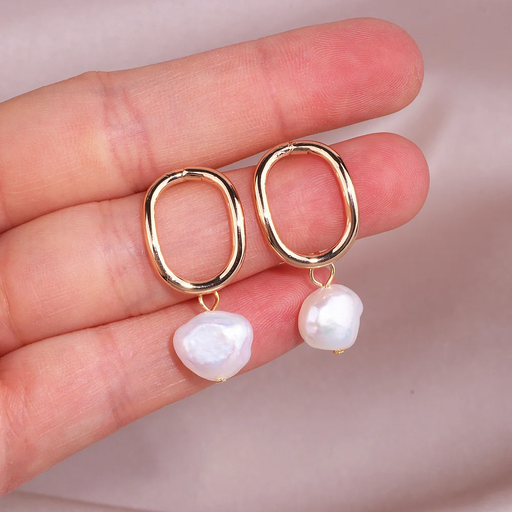 Новые корейские серьги из натурального пресноводного жемчуга золотого цвета