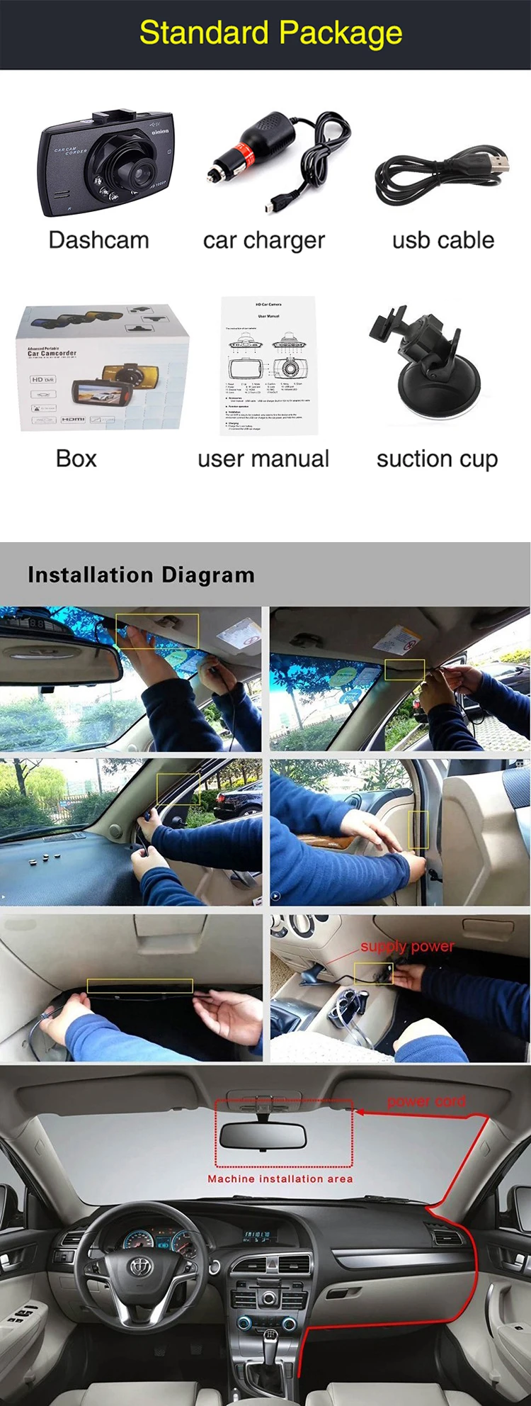 Ainina 2,4 дюймов 1080P Dashcam Автомобильный регистратор для вождения автомобиля камера DVR с датчиком движения Ночное Видение G