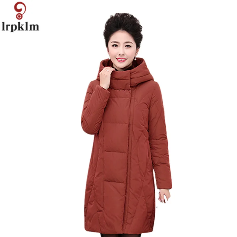 Middle Aged Women Winter Coat Padded Jacket Old Loose Plus Size 6XL Stand Collar Hooded Jackets 2018 CH699 | Женская одежда