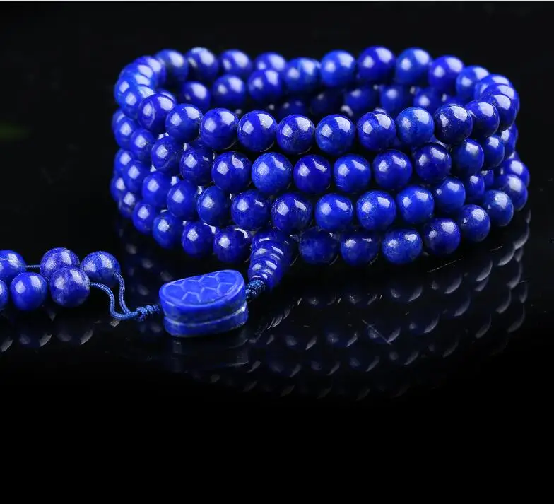 

Natural Lapis Lazuli 8mm Gem Stone Buddhist 108 Beads Prayer Mala Multi-Purpose Stretchy Bracelet Necklace 2Strands/Pack