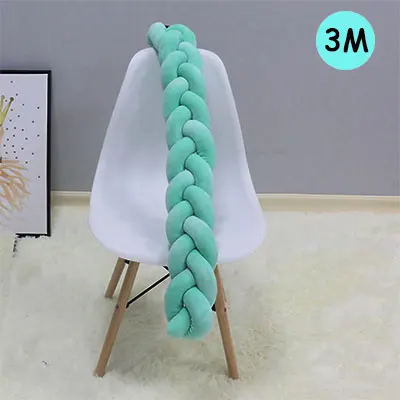 Green-3M Новинка! 1 м/2 м/3 м кровать для новорожденных бампер длинный Узелок Детская кровать Декор чистый ткачество плюшевый узел кроватка бампер протектор для детской комнаты декор - Цвет: Green-3M
