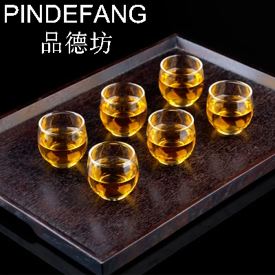 

PINDEFANG 6pcs Various shape Elegant Hand-blown Heat Resistant 60ml tea cups set Art of glass cup Kung-fu teaware/ wine cup